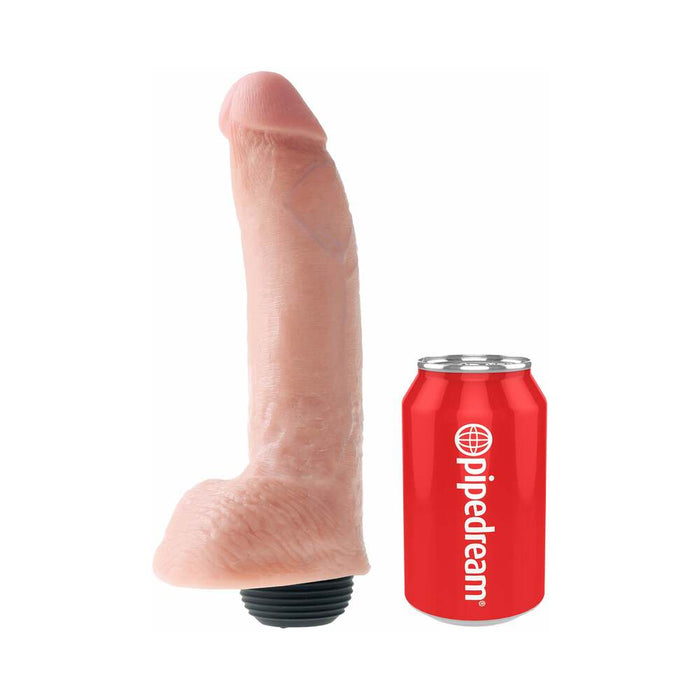 King Cock 9 in. Squirting Cock With Balls Realistic Dildo Beige