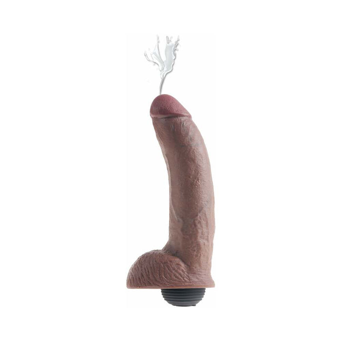 Pipedream King Cock 9 in. Squirting Cock With Balls Realistic Dildo Brown