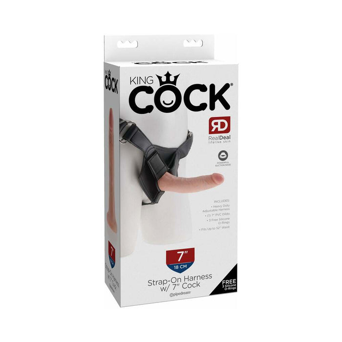 Pipedream King Cock Strap-On Harness With 7 in. Cock Beige