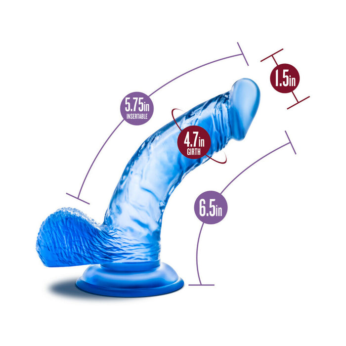 Blush B Yours Sweet 'n Hard 8 Realistic 6.5 in. Dildo with Balls & Suction Cup Blue