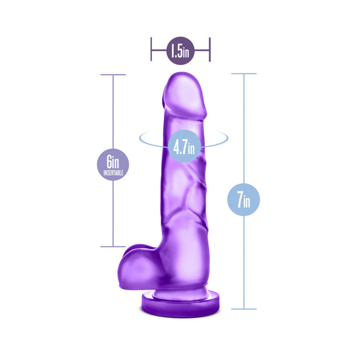 Blush B Yours Sweet 'n Hard 4 Realistic 7 in. Dildo with Balls & Suction Cup Purple