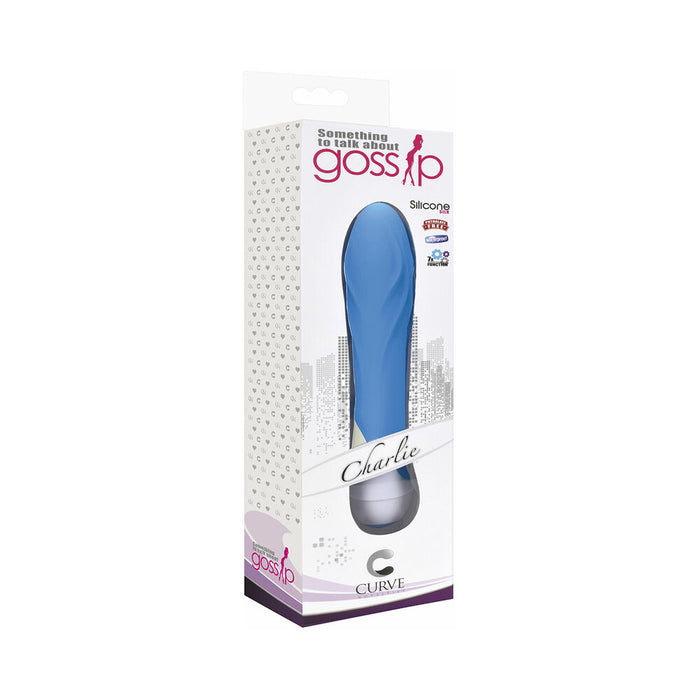 Curve Toys Gossip Charlie Waterproof Textured Silicone Vibrator Azure