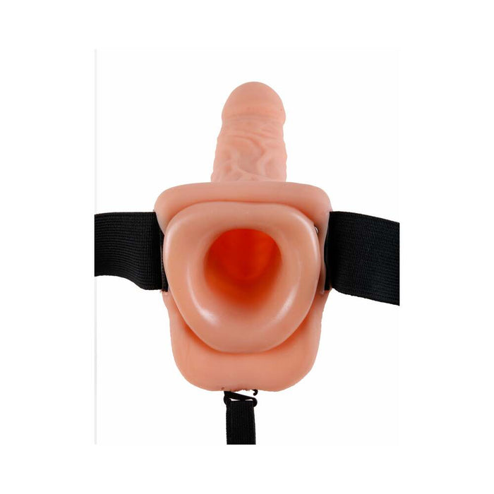 Pipedream Fetish Fantasy Series 9 in. Vibrating Hollow Strap-On with Balls Beige/Black