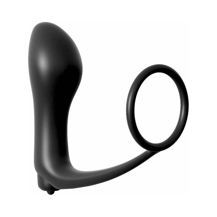 Pipedream Anal Fantasy Collection Silicone Ass-Gasm Vibrating Cockring & Plug Black