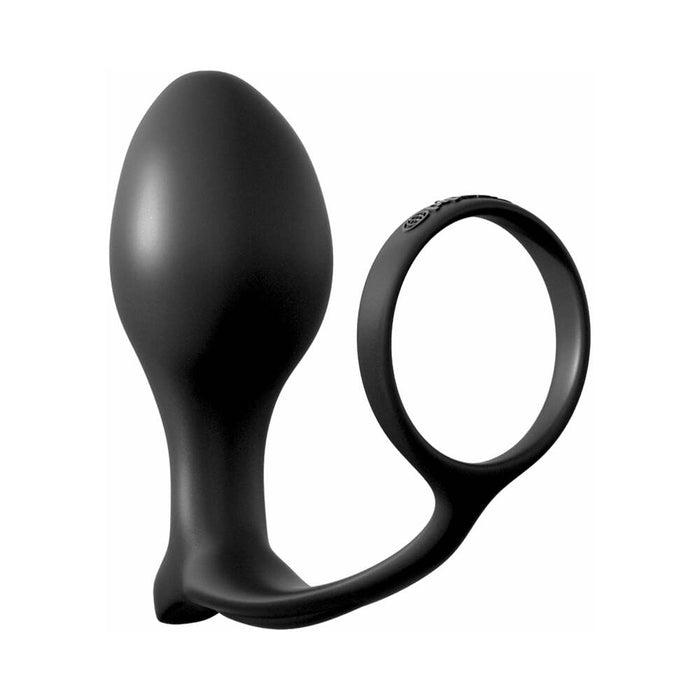 Pipedream Anal Fantasy Collection Silicone Ass-Gasm Cock Ring Advanced Plug Black