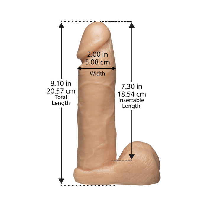 Vac-U-Lock - 8 Inch Realistic Cock White