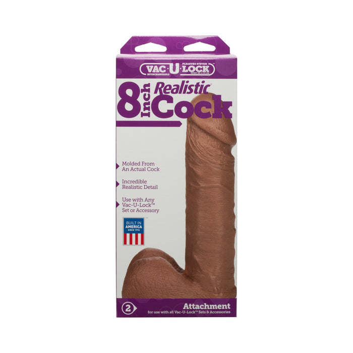 Vac-U-Lock - 8 Inch Realistic Cock Brown