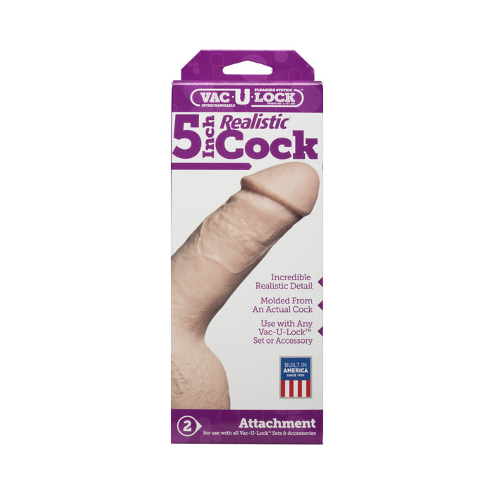 Vac-U-Lock - 5 Inch Realistic Cock White