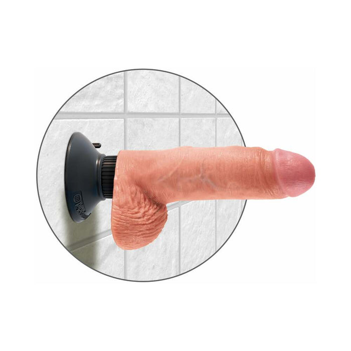 Pipedream King Cock 7 in. Vibrating Cock With Balls Poseable Suction Cup Dildo Beige