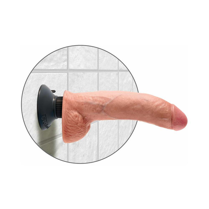 Pipedream King Cock 9 in. Vibrating Cock With Balls Poseable Suction Cup Dildo Beige