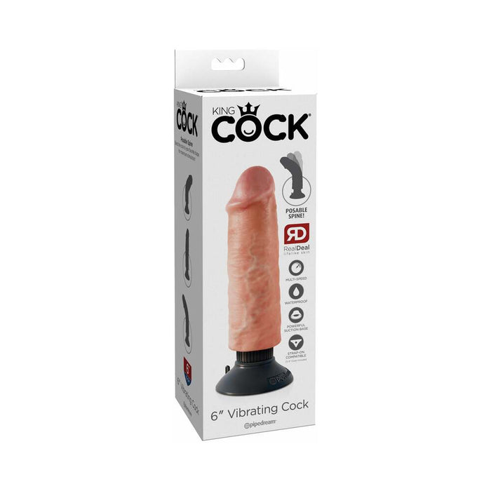 Pipedream King Cock 6 in. Vibrating Cock Poseable Dildo With Suction Cup Beige