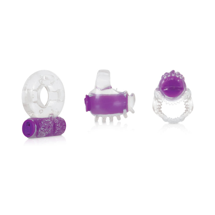 Evolved Ring True 3-Piece Vibrating Ring Set Clear/Purple