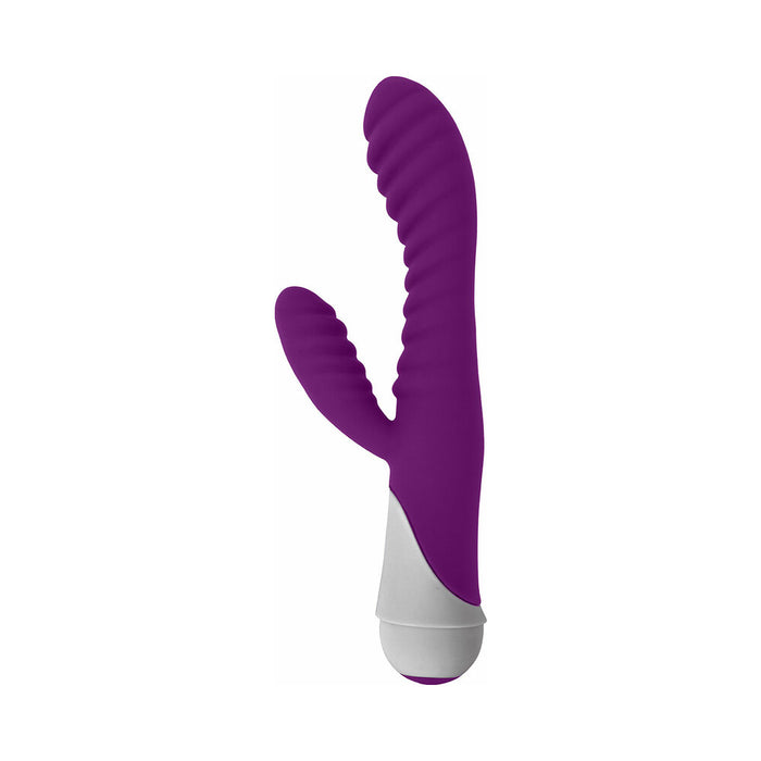 Curve Toys Gossip Celia Waterproof Ribbed Silicone Flexible Dual Stimulation Vibrator Violet