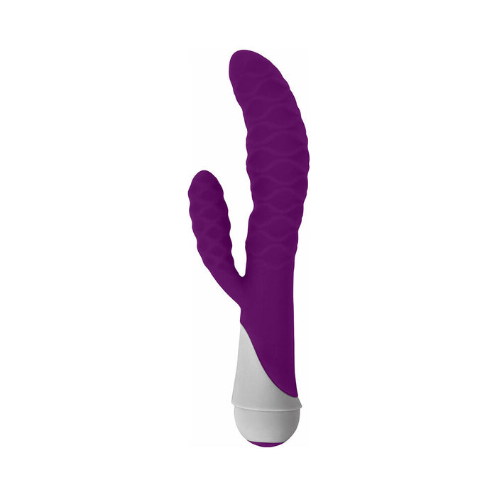 Curve Toys Gossip Ivy Waterproof Wavy Silicone Flexible Dual Stimulation Vibrator Violet