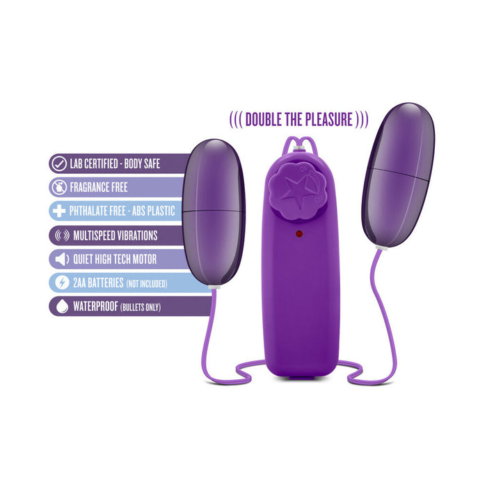 Blush B Yours Double Pop Eggs Remote-Controlled Dual Bullet Vibrator Plum