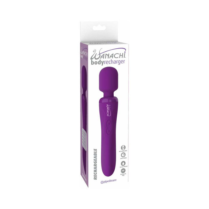 Pipedream Wanachi Body Recharger Rechargeable Silicone Wand Vibrator Purple