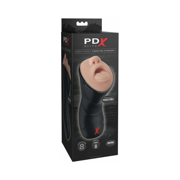 PDX Elite Deep Throat Vibrating Stroker Beige/Black