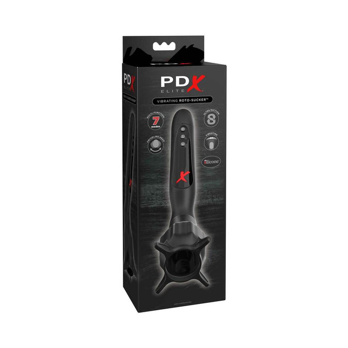 PDX Elite Vibrating Roto-Sucker Swiveling Suction Masturbator Black