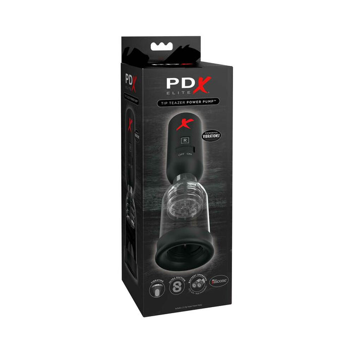 PDX Elite Tip Teazer Vibrating Suction Power Pump Clear/Black