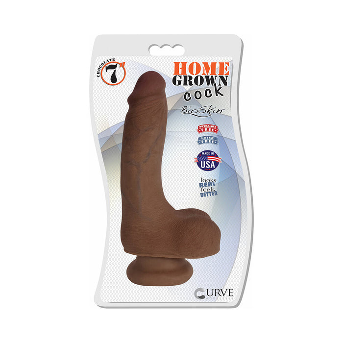 Curve Toys Home Grown Cock 7 in. Dildo with Balls & Suction Cup Brown
