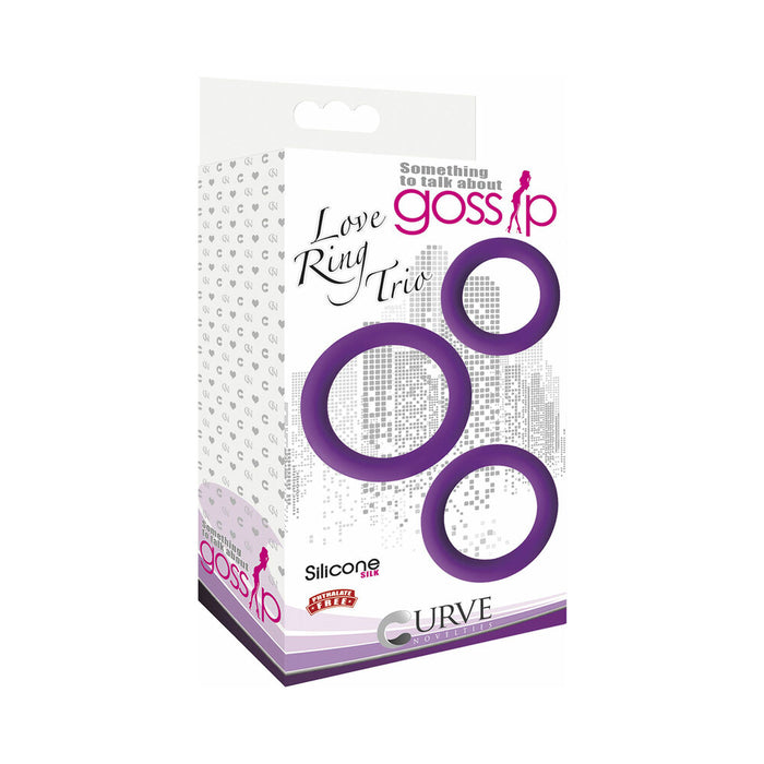 Curve Toys Gossip Love Ring Trio Silicone Cockring 3-Pack Violet