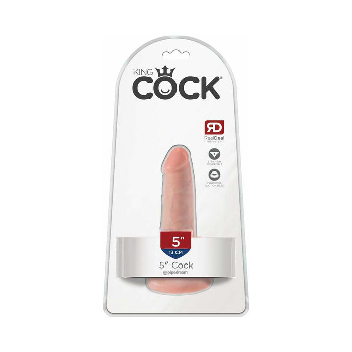 Pipedream King Cock 5 in. Cock Realistic Dildo With Suction Cup Beige