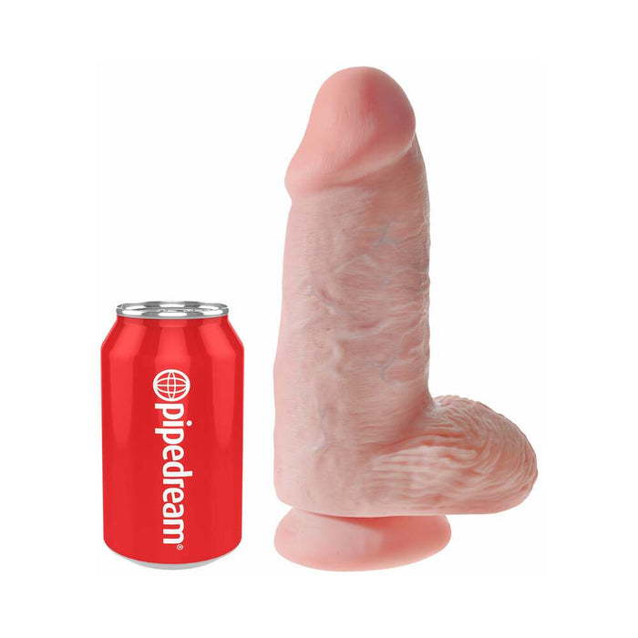 King Cock Chubby 9 in. Cock With Balls Realistic Suction Cup Dildo Beige
