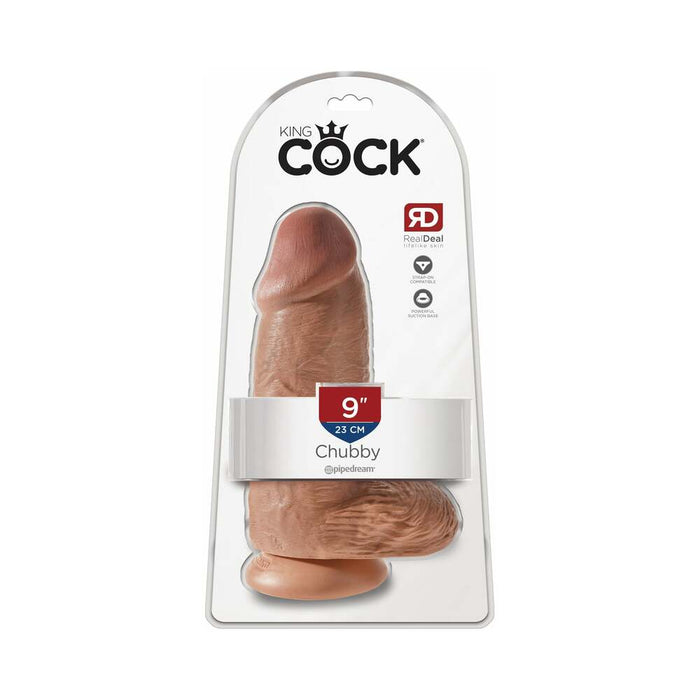 Pipedream King Cock Chubby 9 in. Cock With Balls Realistic Suction Cup Dildo Tan