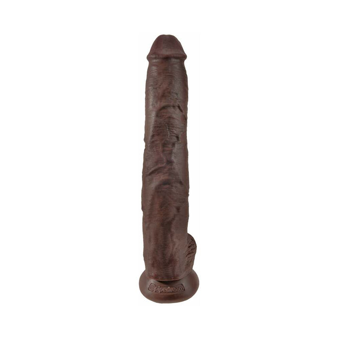 Pipedream King Cock 14 in. Cock With Balls Realistic Suction Cup Dildo Brown