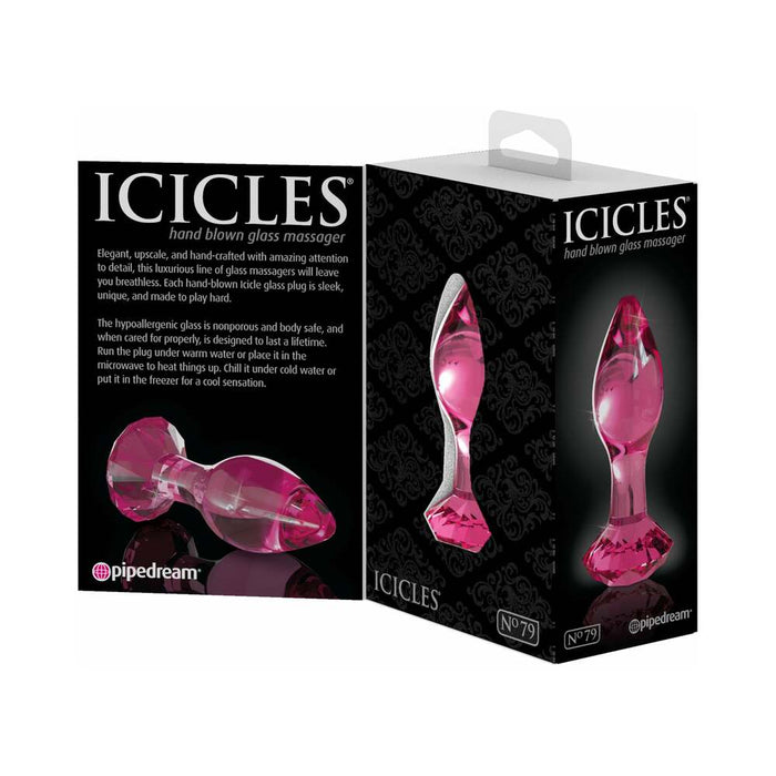 Pipedream Icicles No. 79 Glass Anal Plug With Faceted Base Pink