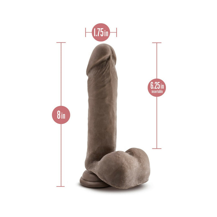 Blush Au Naturel 8 in. Posable Dual Density Dildo with Balls & Suction Cup Brown