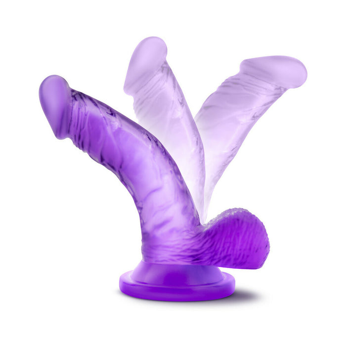 Naturally Yours 4 in. Mini Cock Realistic Dildo with Balls Purple