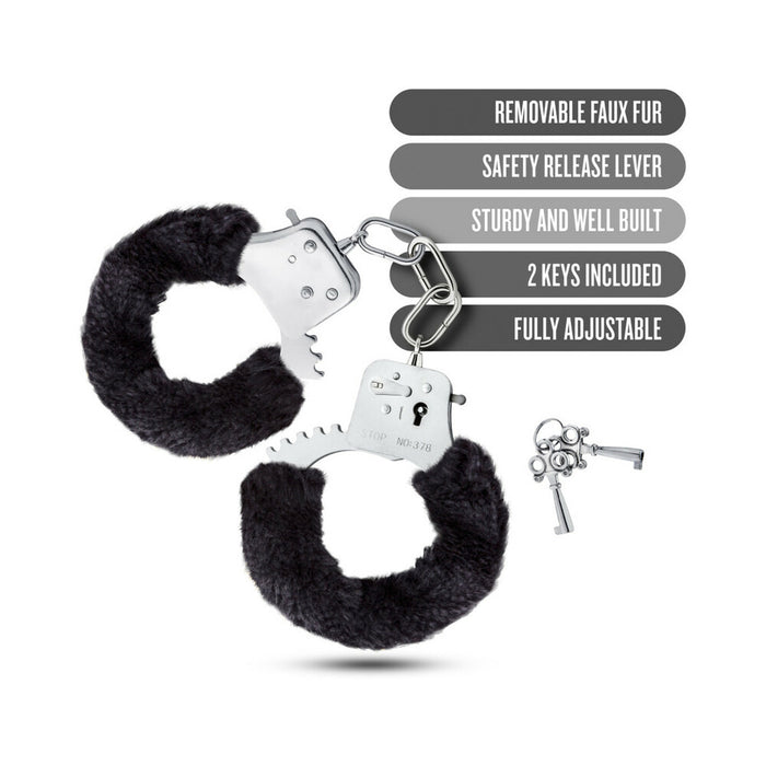 Temptasia Adjustable Faux Fur Cuffs Black