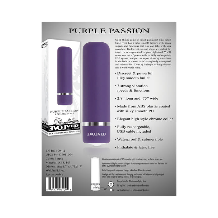 Evolved Purple Passion Rechargeable Petite Bullet Vibrator