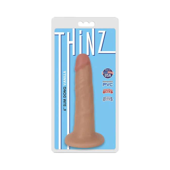 Curve Toys Thinz 6 in. Slim Dildo with Suction Cup Beige