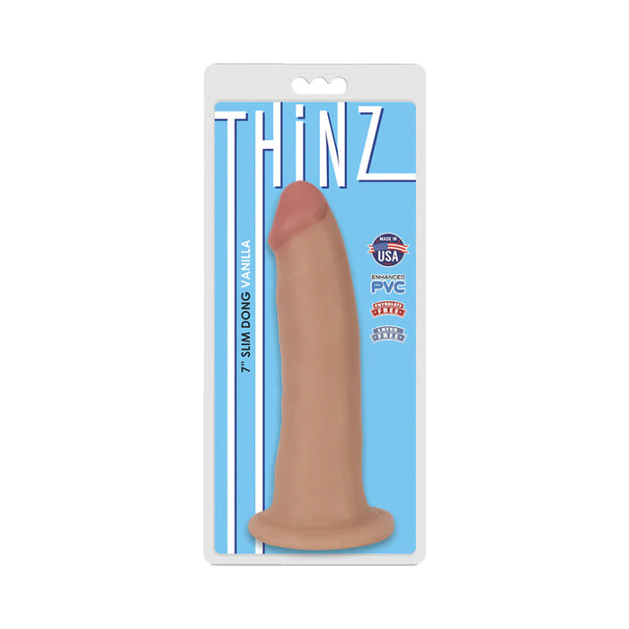 Curve Toys Thinz 7 in. Slim Dildo with Suction Cup Beige