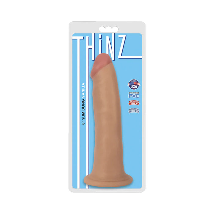 Curve Toys Thinz 8 in. Slim Dildo with Suction Cup Beige
