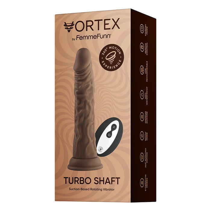 FemmeFunn Vortex Turbo Shaft 2.0 8 in. Vibrating Rotating Dildo Brown