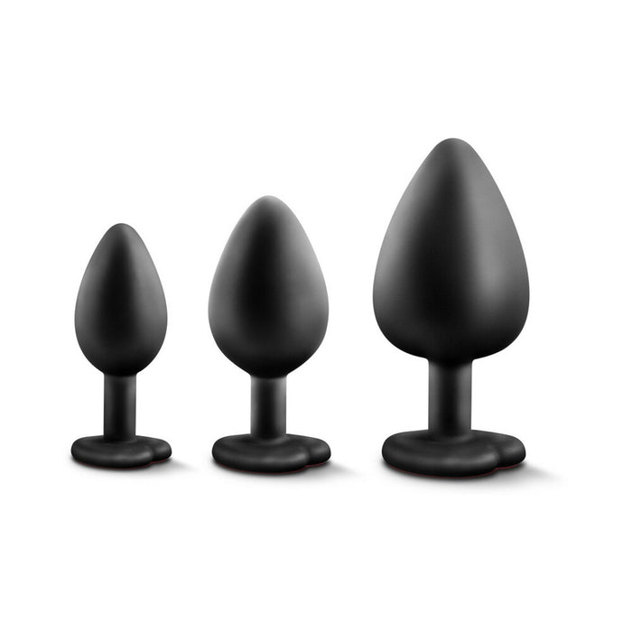 Luxe 3-Piece Bling Plug Training Kit with Red Gem Base Black