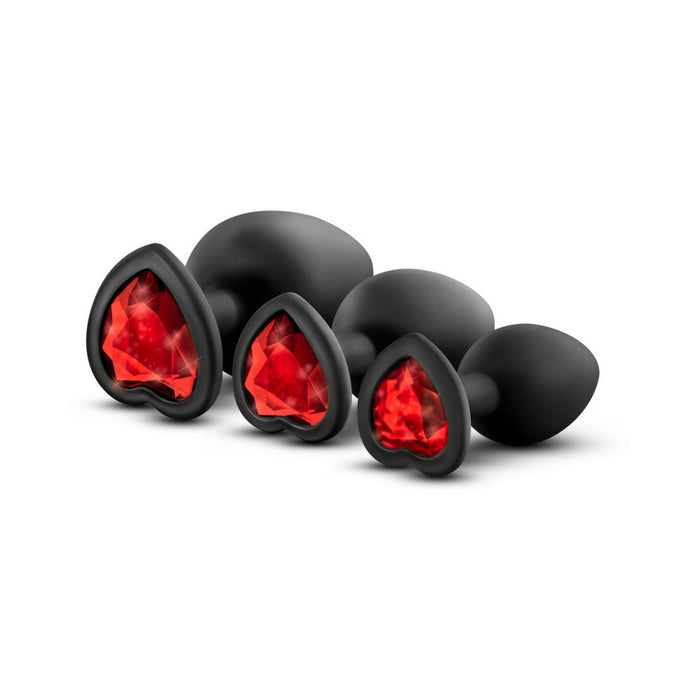 Luxe 3-Piece Bling Plug Training Kit with Red Gem Base Black