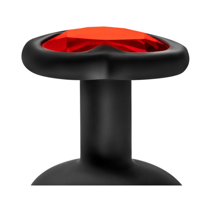 Luxe 3-Piece Bling Plug Training Kit with Red Gem Base Black