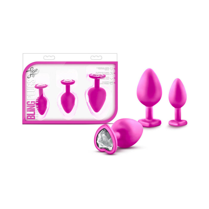 Blush Luxe 3-Piece Bling Plug Training Kit with White Gem Base Pink