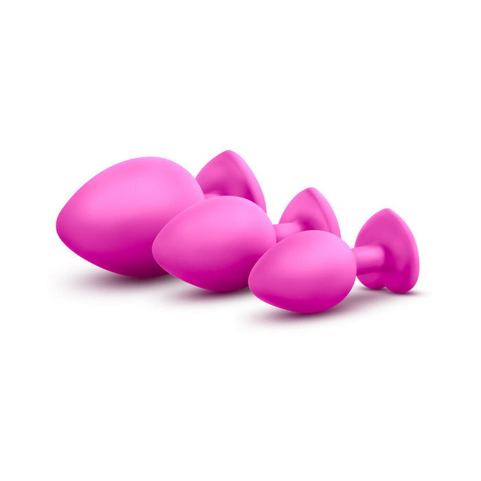 Blush Luxe 3-Piece Bling Plug Training Kit with White Gem Base Pink