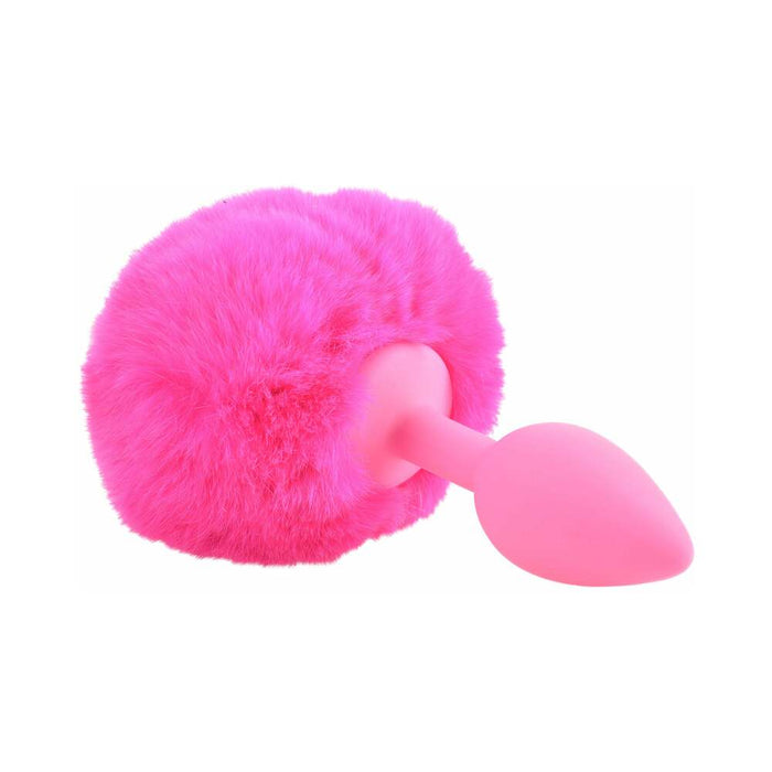 Pipedream Neon Bunny Tail Silicone Anal Plug Pink