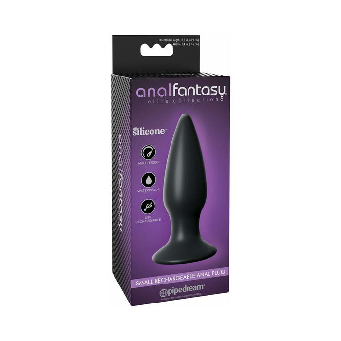 Pipedream Anal Fantasy Elite Collection Small Rechargeable Vibrating Silicone Anal Plug Black