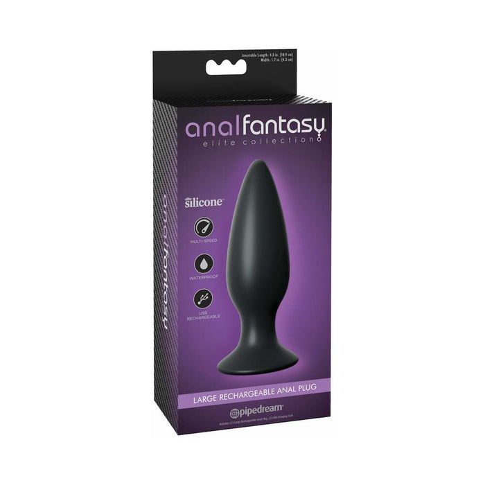 Pipedream Anal Fantasy Elite Collection Large Rechargeable Vibrating Silicone Anal Plug Black