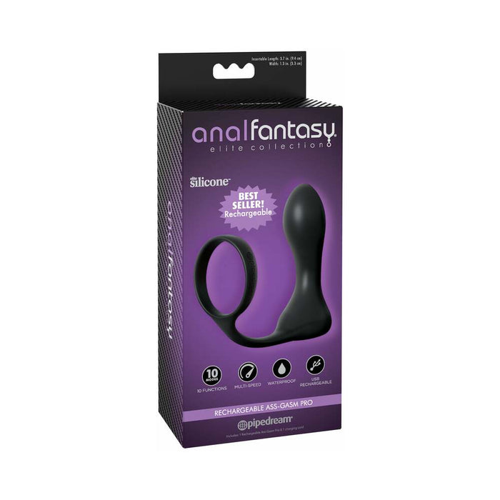 Pipedream Anal Fantasy Elite Collection Ass-Gasm Pro Vibrating Cockring & Plug Black