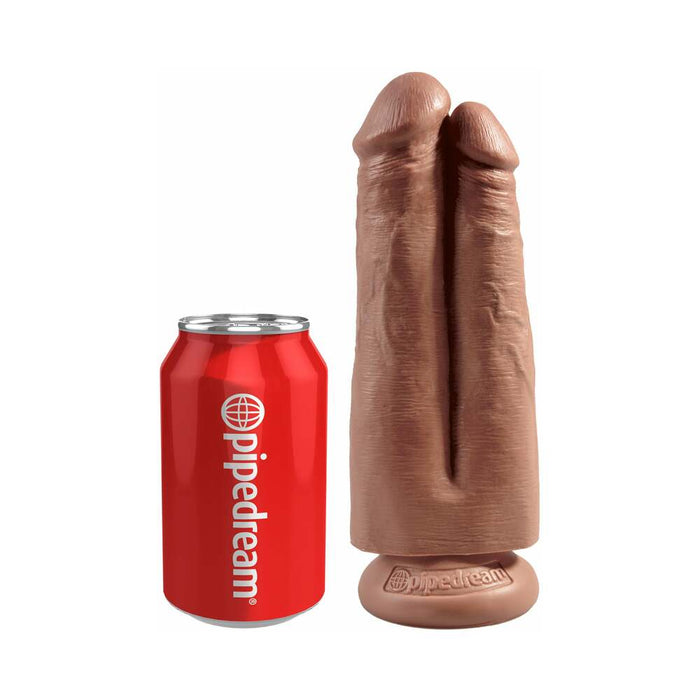 Pipedream King Cock 7 in. Two Cocks One Hole Dual Dildo With Suction Cup Tan