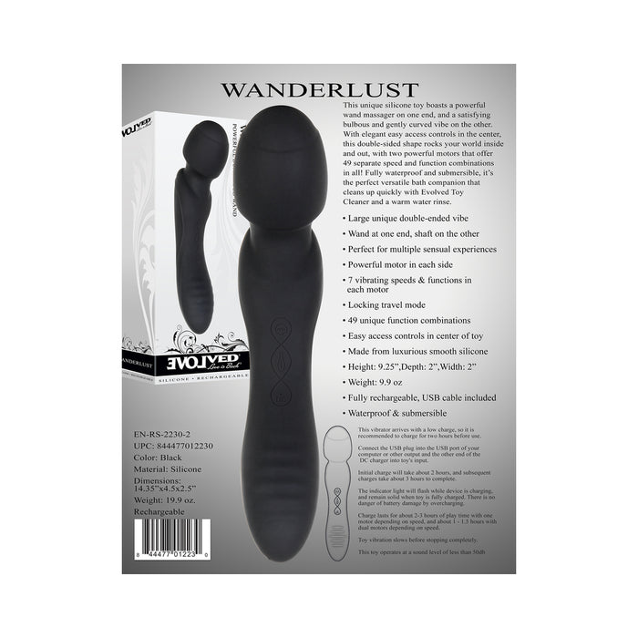 Evolved Wanderlust Rechargeable Dual-Ended Silicone Wand Vibrator Black