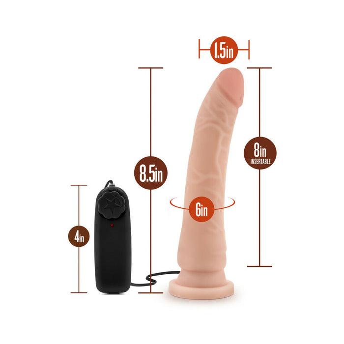 Blush Dr. Skin Remote-Controlled Realistic 8.5 in. Vibrating Dildo with Suction Cup Beige